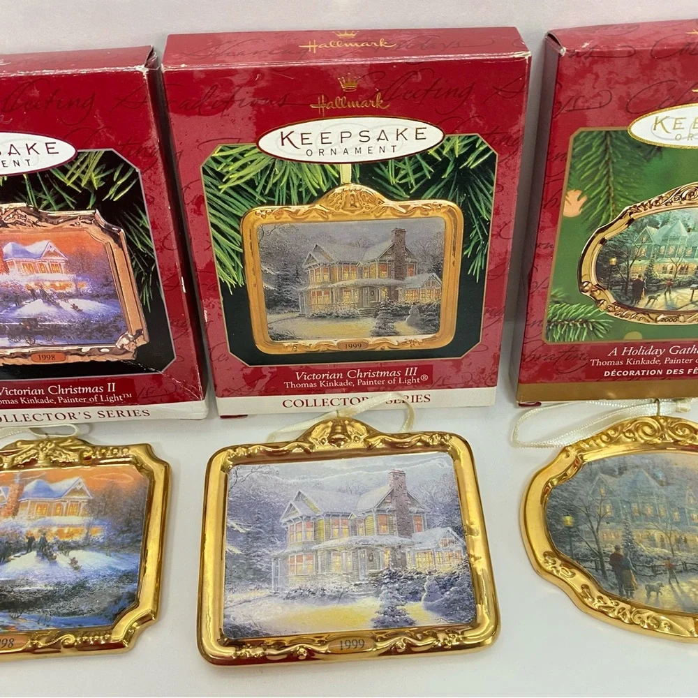 Lot of 4 Hallmark Keepsake Ornaments Victorian Christmas & Christmas Gathering
